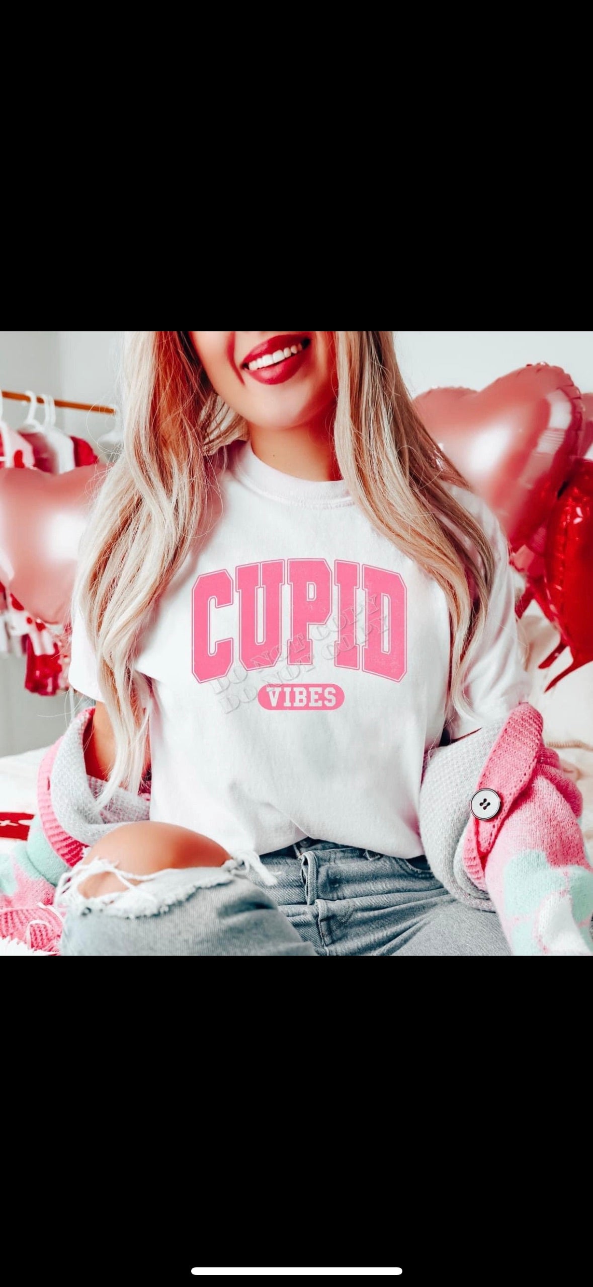 Cupid Vibes Pink Print on Tshirt