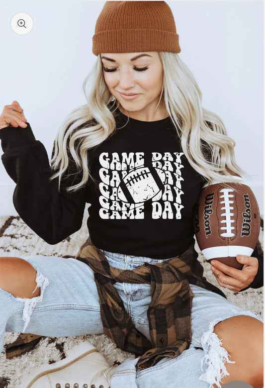 GAME DAY FOOTBALL WHITE PRINT ON ANY TSHIRT